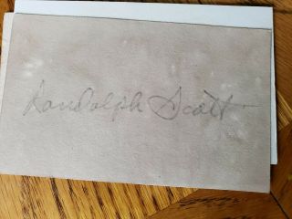 Randolph Scott Signed Piece Of Paper/index Card