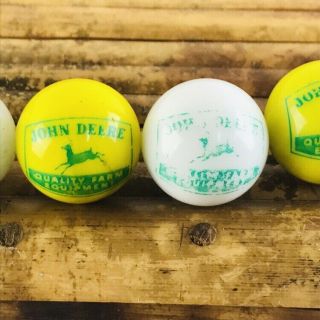 Five 5 Vintage 1950s JOHN DEERE Marbles Pearlescent Green Yellow White Some Fade 3