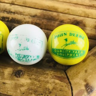 Five 5 Vintage 1950s JOHN DEERE Marbles Pearlescent Green Yellow White Some Fade 4