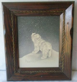 Peggy Harris Oil Painting " How High The Sky " 1983 Polar Bear Framed