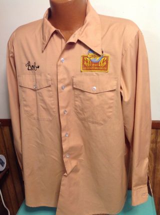 Vintage Schlitz Uniform Shirt Beer Bob Large Long 17 - 17 1/2 Patches Unitog