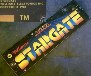 Vtg Defender Stargate By Williams Marquee Header Sign Arcade Coin Op Video Game