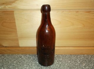 Clyde N.  Y.  Glass Blob Top Bottle Clyde N.  Y.  Amber 9 1/4 "