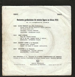 ELVIS PRESLEY:MEGA RARE SPAIN 7 ' P/S RCA LABEL 1961 - RARE SPANISH 33 RPM - COLLECT 2