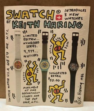 1986 Swatch Watches Print Ad By Keith Haring 071319