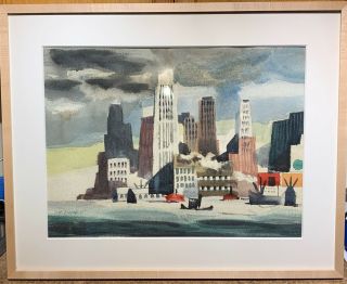 Dong Kingman; 20thc.  Amer.  Watercolor A View Of The Bay Signed