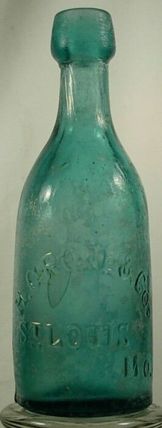 H Grone & Co St Louis Mo Blob Soda Bottle A&dhc Circa 1870 