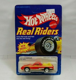 Hot Wheels 1983 Real Riders Dodge Rampage White Hubs.  Metal Base.  Red