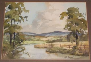 Lee Everett Watercolor Walter E.  Baum School Circle Pennsylvania Impressionist