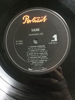 Sade,  Diamond Life,  LP Vinyl Record,  1985, 3
