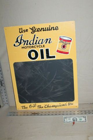 Rare Indian Motor Cycle Engine Oil Chalkboard Price Sign Gas Oil Harley Can Farm