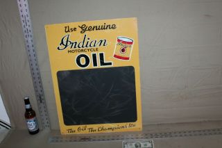 RARE INDIAN MOTOR CYCLE ENGINE OIL CHALKBOARD PRICE SIGN GAS OIL HARLEY CAN FARM 2