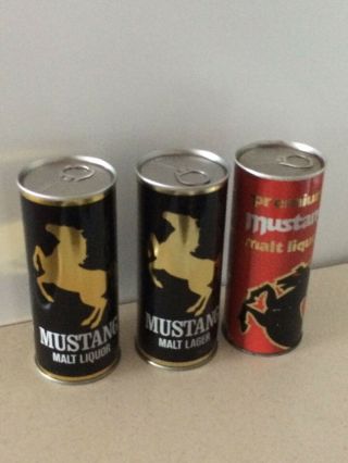 Pittsburgh Pa - 3 - Mustang Premium Malt Liquor And Lager Beer Cans