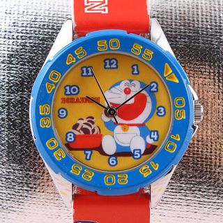 Japan Doraemon Pu Stripe Child Watch W/ Turn Dial Dm - 3k1535u - 001rd