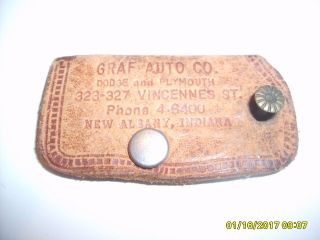 Vintage Graf Dodge Plymouth Albany In Dealer Advertising Leather Key Ring