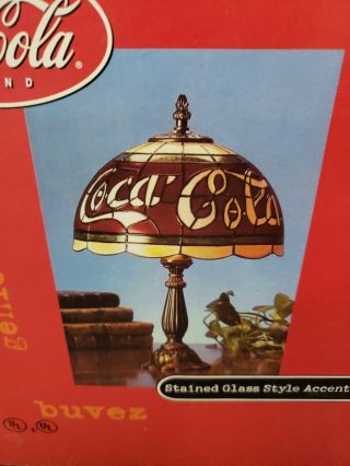 2 Coca Cola Stained Glass Accent Lamp 15.  5 