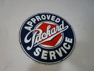 Ande Rooney 11 1/4 Inch Approved Packard Service Porcelain Sign - - - - - - - - - Cool