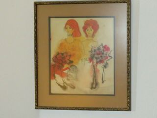 Medium Sized Artwork By Joni Johnson Signed And Framed Watercolor Painting 1973