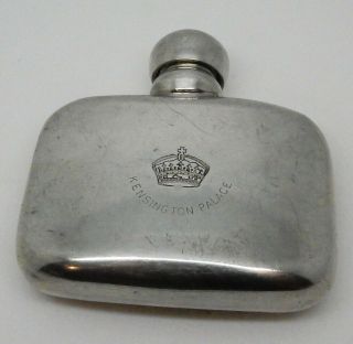 Vintage Kensington Palace Souvenir Hallmarked Silverplate Pocket / Hip Flask