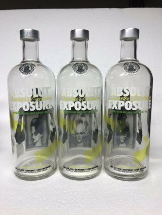 Absolut Vodka Exposure Travelers Exclusive 3 Empty Bottles Limited Edition Three
