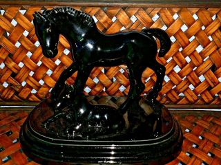 Antique Vintage Black Beauty & Mama Horse Stallion Statue Figure 8/8 ❤️ Ts17j