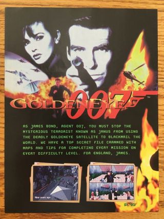007 Goldeneye N64 Nintendo 64 1997 Vintage Poster Ad Advertisement Page Art Fps