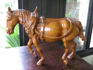 Antique/vintage Hand Carved Folk Art Plow Horse