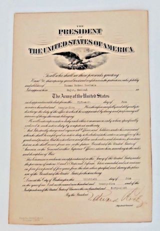Us President 1925 Army Appointment Major Medical General Edward Roth Jr Signed