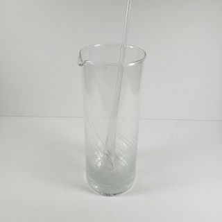 Tall Martini Cocktail Etched Glass Pitcher with Crystal Stir Stick 2