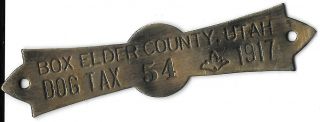 Dog License Tax Tag 1917 Box Elder County,  Utah.  Low 54