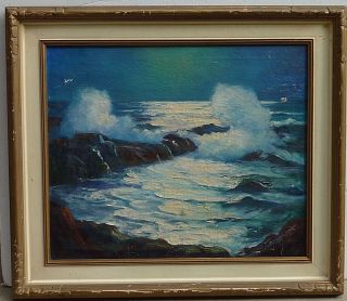 June King American Artist Impressionist Seascape Oil On Canvas Painting
