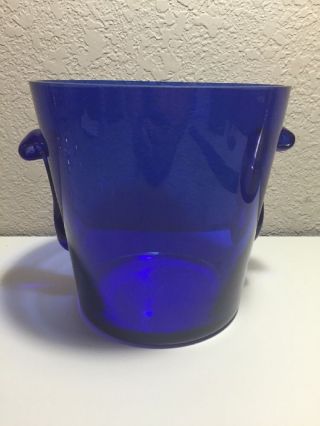 Vintage Cobalt Blue Ice Bucket Wine Cooler 5.  75 "