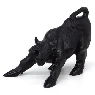 Cow Statue Black Obsidian Stone Figurine Crystal Healing Reiki Home Decor 2.  83 "