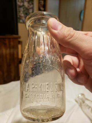 Rare Embossed M.  A.  Rhyne & Sons Half Pint Milk Bottle Gastonia,  Nc