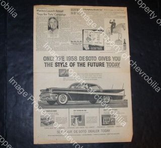 1958 Desoto Fireflite Hardtop 15x22 " Newspaper Ad 58 Firedome Firesweep