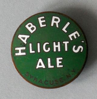 Vintage Enameled Beer Tap Badge Haberle 