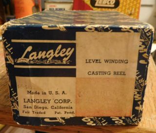 Vintage Langley Level Winding Casting Reel Empty Box Fishing Fish Usa