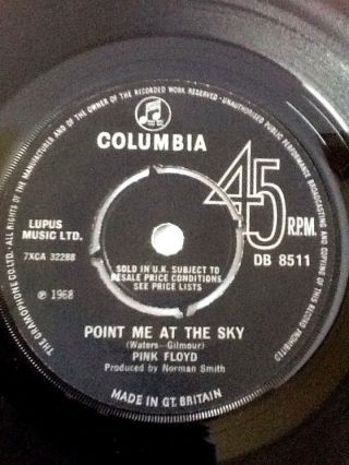 Pink Floyd Point Me At The Sky 7 " Vinyl 1st Uk Press 1968 Columbia Db 8511 Rare