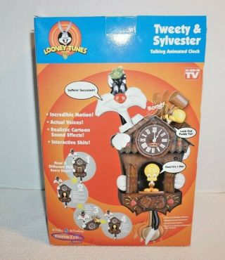 2001 Looney Tunes Tweety And Sylvester Animated Talking Cuckoo Clock,