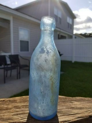 Antique G.  Ebberwein Mineral Water Bottle Corn Flower Blue