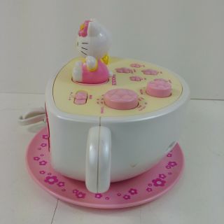 Hello Kitty Tea Cup Clock Radio Night Light KT2055 Pink Alarm Backup Battery 3