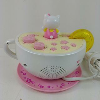 Hello Kitty Tea Cup Clock Radio Night Light KT2055 Pink Alarm Backup Battery 4