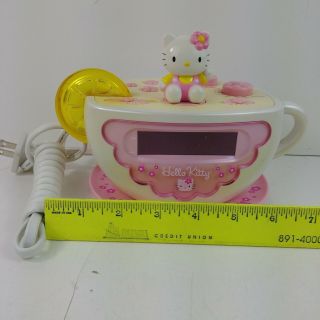 Hello Kitty Tea Cup Clock Radio Night Light KT2055 Pink Alarm Backup Battery 6