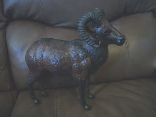 Collectible Brown Leather Glazing Ram Detail
