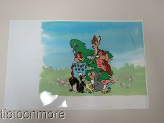 Vintage Disney Bambi Thumper Flower Chip & Dale Animation Cel Artwork