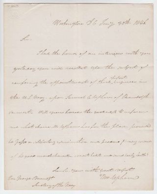 A2785: William Upham 1846 Als,  Senator Vermont