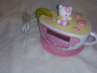 Hello Kitty Tea Cup Digital Alarm Clock Am/fm Radio Night Light Pink Teacup