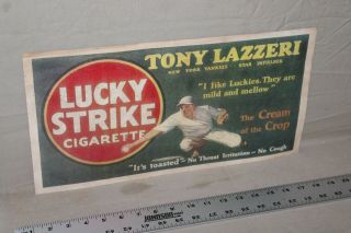 Rare 1930s Tony Lazzeri Lucky Strike Tobacco Cigarettes Store Display Sign Bat