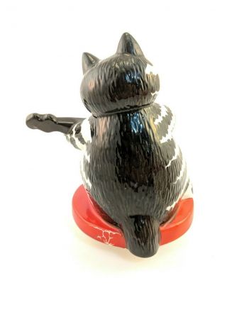 B Kliban Cat Candy Treat Jar Sitting on Stool Playing Guitar Black White Sigma 6