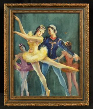 Ballerina W/c Painting Ballet Dancers Listed Early California Artist Fred Penny